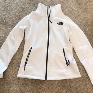 white North Face zip up jacket